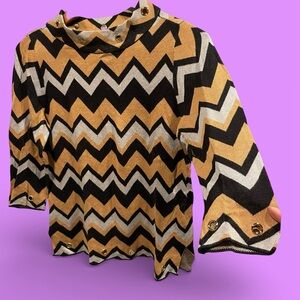 Cute chevron weave chunky eyelet grommet Y2K vintage vibes 3/4 sleeve sweater